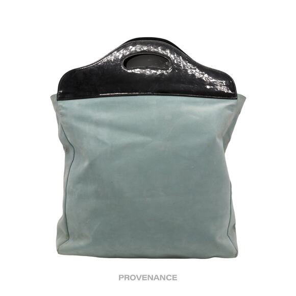 🔴 Gucci Microsuede Shopping Tote - Powder Blue - Picture 2 of 7